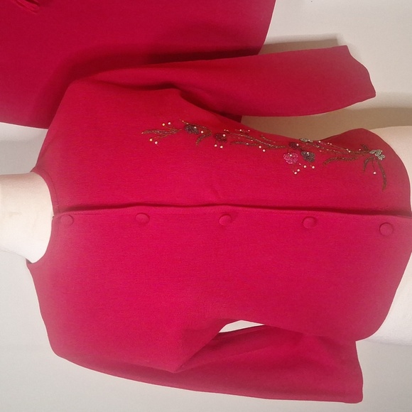 Vintage Lucia Made In Italy Wool 3 Pc. Knit Hand Embroidered Sweater/Skirt Set - Picture 5 of 17